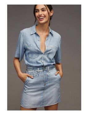 Rag & Bone Miramar Light Wash Denim Shirt Dress - Light Blue